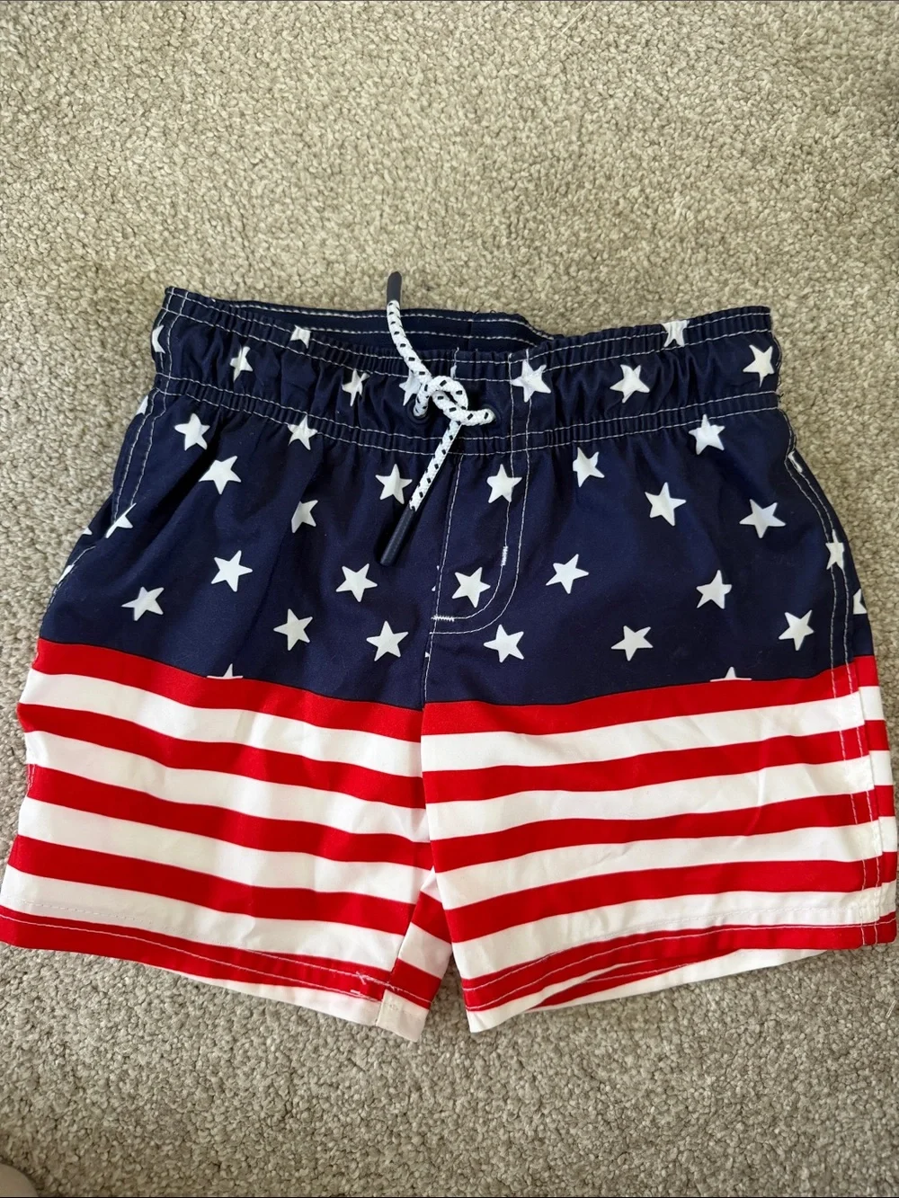 NWT Boys Patriotic Stars & Stripes Swim Shorts with lining size 4T
